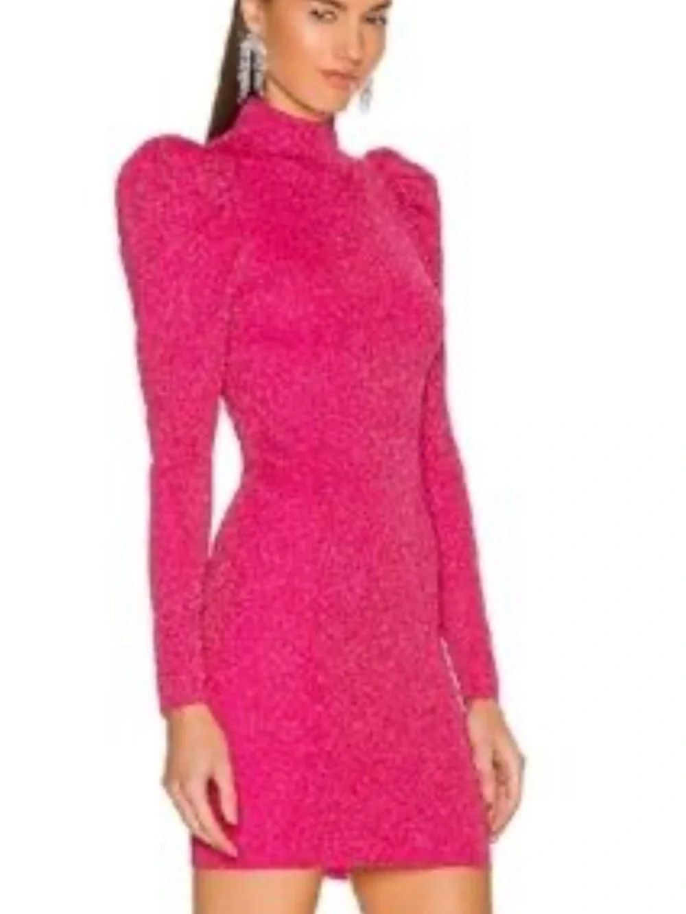Alice + Olivia Issa turtleneck Hot Pink Long-Sleeve Mini Dress XS